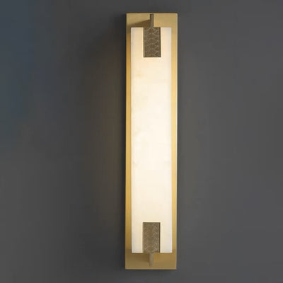 Modern Transitional Rectangular Copper Marble LED Outdoor Wall Sconce Lamp For Outdoor Patio