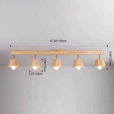 Luz de techo semiempotrada de madera tradicional japonesa Polígono 1/5 luces para dormitorio 