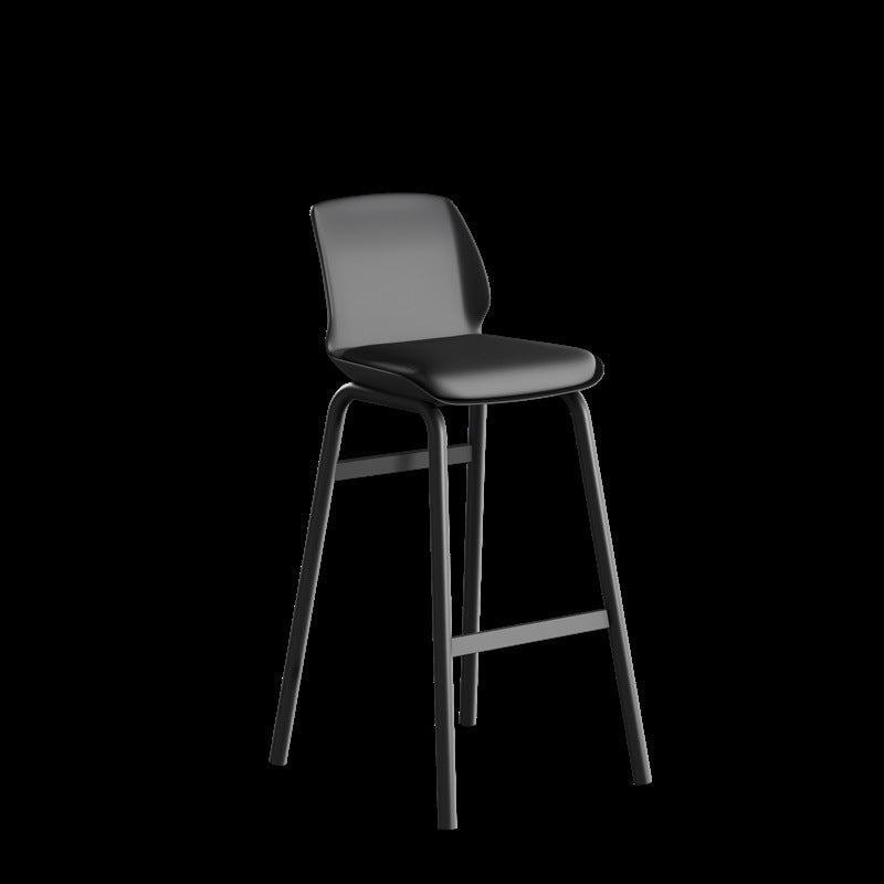 Zeitgenössischer nordischer quadratischer PU-Leder gepolsterter Eisen-Barhocker mit Kunststoff-Rückenlehne und Fußstütze für das Esszimmer 