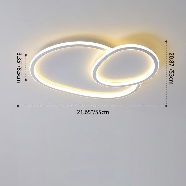 Moderne minimalistische unregelmäßige überlappende Kreise Acryl Eisen LED Unterputz Deckenleuchte für Schlafzimmer 