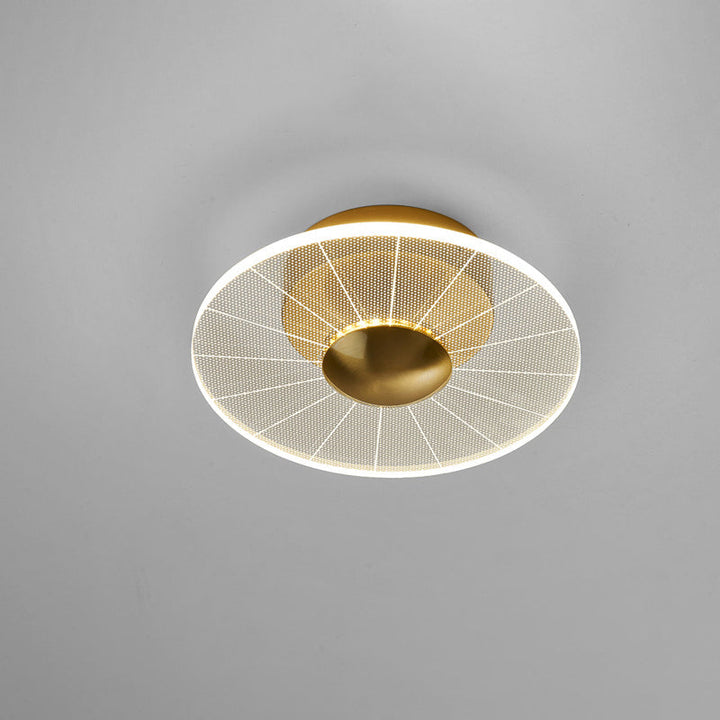 Lustre semi-encastré LED en acrylique à motif géométrique circulaire vertical de luxe contemporain pour salon 