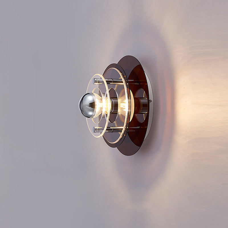 Moderne minimalistische mehrschichtige fliegende Untertasse Eisen Acryl 1-Licht Wandleuchte Lampe für Wohnzimmer 