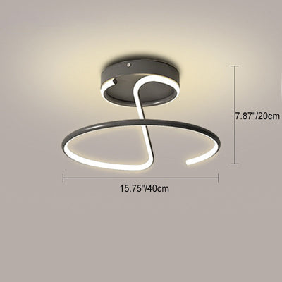 Modern Minimalist Aluminum Alloy Acrylic Lines LED Semi-Flush Mount Ceiling Light For Bedroom