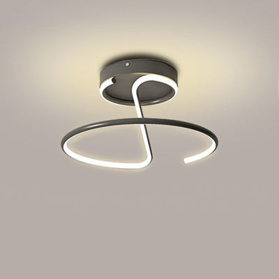 Modern Minimalist Aluminum Alloy Acrylic Lines LED Semi-Flush Mount Ceiling Light For Bedroom