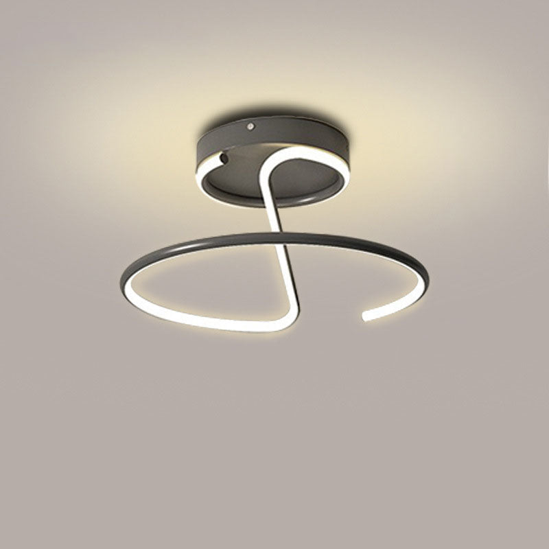 Moderne minimalistische Deckenleuchte aus Aluminiumlegierung und Acryl mit LED-Halbeinbau für das Schlafzimmer 