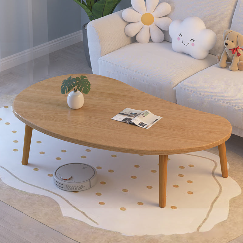 Mesa Auxiliar Moderna Minimalista Ovalada Curvada de Tablero de Densidad de Madera de 1 Nivel para Sala de Estar 
