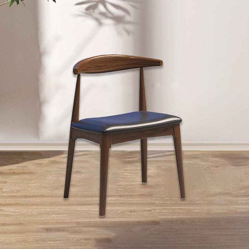 Silla de comedor con respaldo y reposabrazos en arco cuadrado de madera, cuero PU y esponja de simplicidad moderna para comedor 