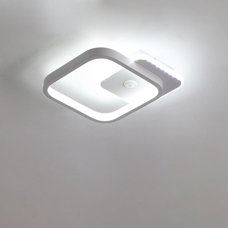 Plafonnier LED en fer aluminium PVC à montage affleurant rhombique rond minimaliste moderne pour salon 