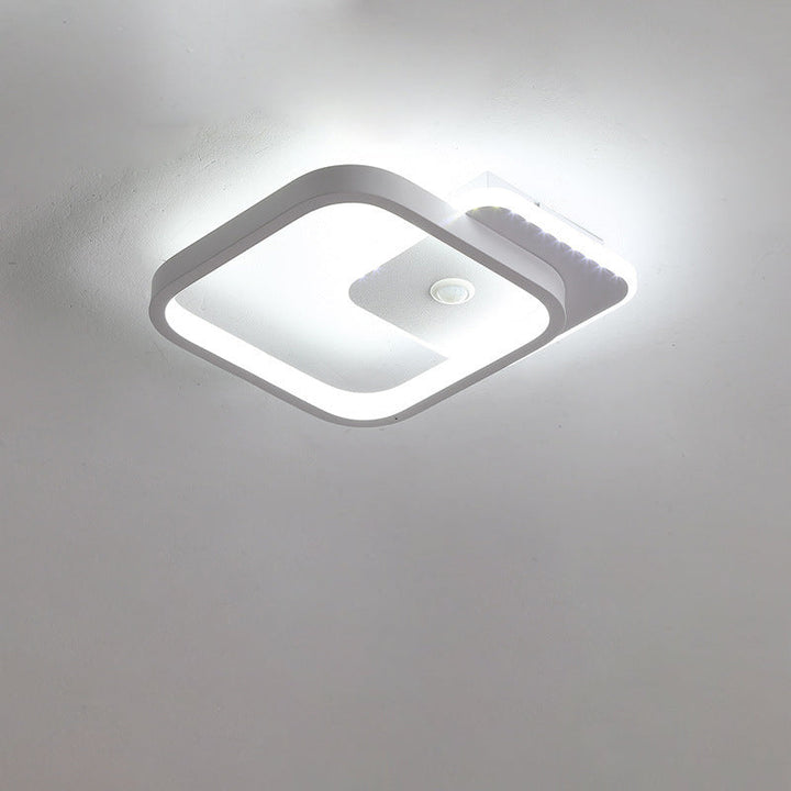 Plafonnier LED en fer aluminium PVC à montage affleurant rhombique rond minimaliste moderne pour salon 