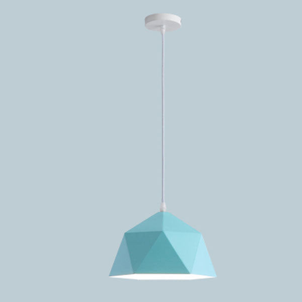 Lámpara colgante geométrica de hierro en forma de rombo con 1 luz de macarrón moderno 