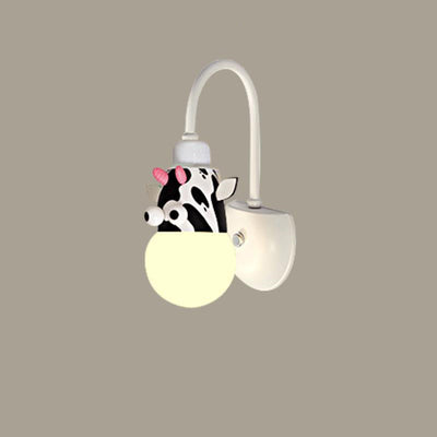 Lámpara de aplique de pared LED de hierro con vidrio redondo y diseño de criatura creativa contemporánea para dormitorio 