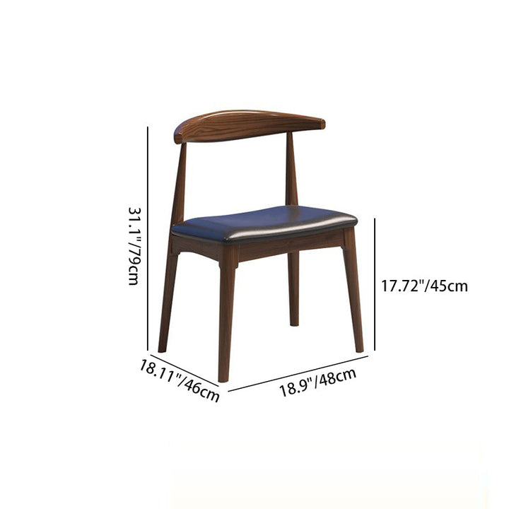 Silla de comedor con respaldo y reposabrazos en arco cuadrado de madera, cuero PU y esponja de simplicidad moderna para comedor 