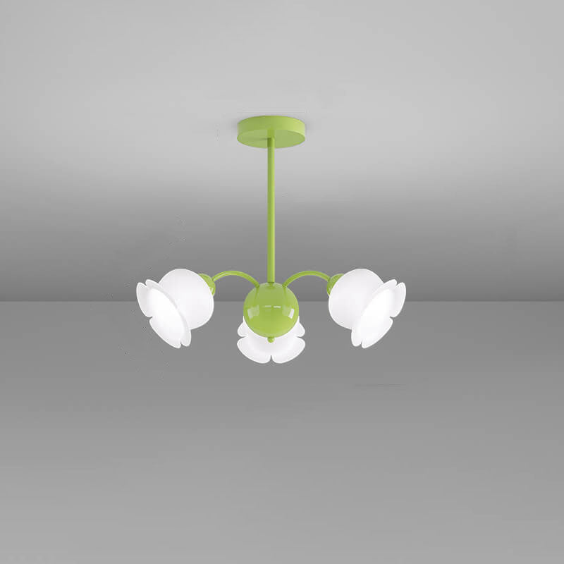 Lámpara de Araña de Flores Acrílicas de Hierro Forjado Francés Tradicional de 3/5/6/8 Luces para Sala de Estar 
