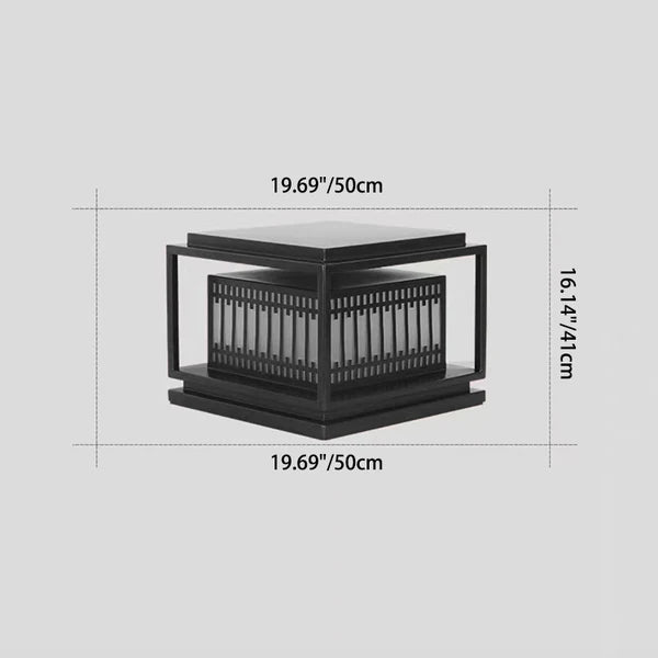 Traditional Chinese Square Stainless Steel Glass 1-Light Post Head Light For Garden
