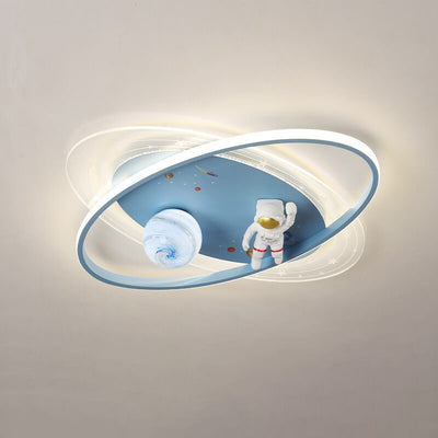 Children Creative Cartoon Astronaut Moon Acrylic LED Kids Flush Mount Ceiling Light