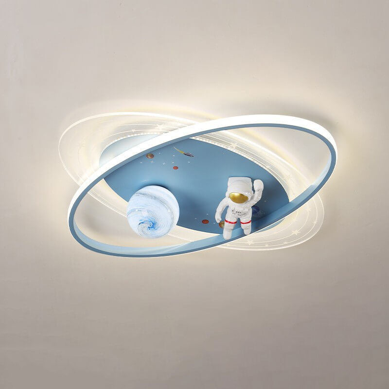 Children Creative Cartoon Astronaut Moon Acrylic LED Kids Flush Mount Ceiling Light