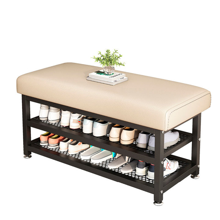 Modern Luxury Rectangle Synthetic Fabric Carbon Steel Shoe Storage 2-Shelf For Entryways