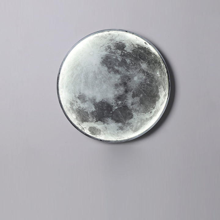 Contemporary Creative Round Moon Iron Acrylic LED Wall Sconce Lamp For Living Room