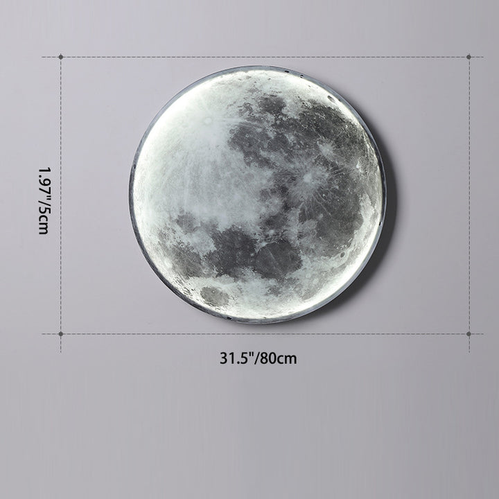 Contemporary Creative Round Moon Iron Acrylic LED Wall Sconce Lamp For Living Room