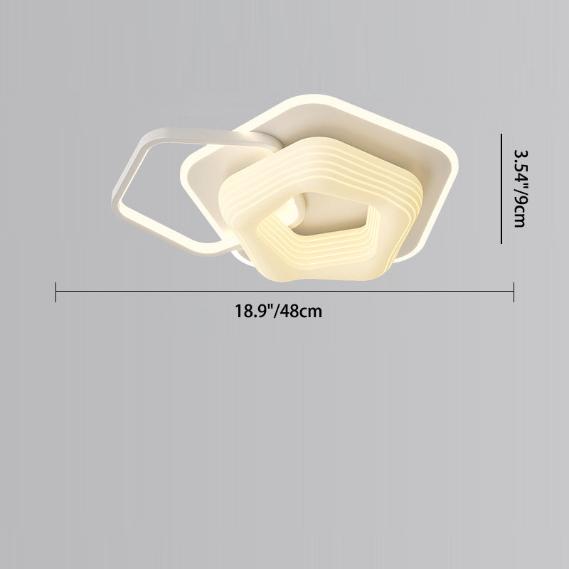Lustre Plafonnier LED Rond en Métal Nordique Contemporain avec Motif de Fleurs et Triangle pour Chambre 