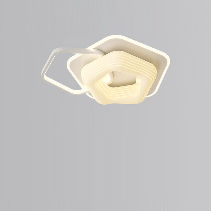 Lustre Plafonnier LED Rond en Métal Nordique Contemporain avec Motif de Fleurs et Triangle pour Chambre 