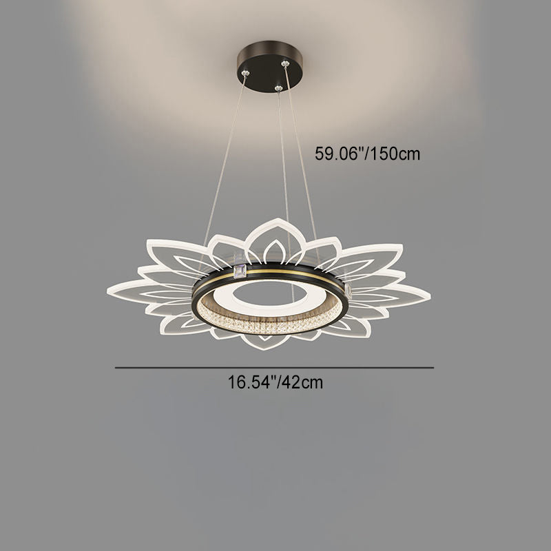 Lustre LED contemporain en acrylique cristal de luxe avec abat-jour en forme de fleur pour chambre 