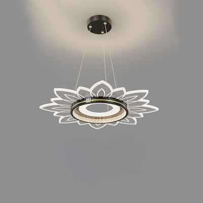 Lustre LED contemporain en acrylique cristal de luxe avec abat-jour en forme de fleur pour chambre 