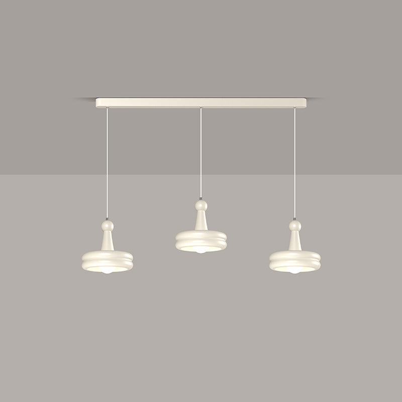 Zeitgenössischer nordischer Kirschglas-Eisen-3-Licht-Insel-Kronleuchter für Wohnzimmer 