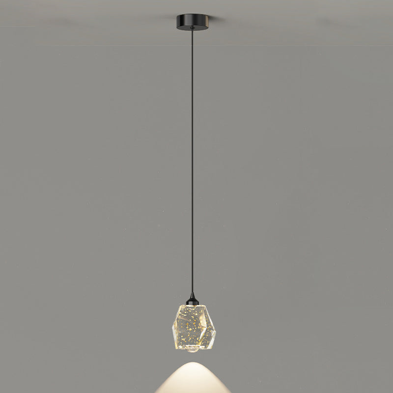 Lustre LED contemporain de luxe avec cadre en cuivre plein et abat-jour en résine avec feuille d&
