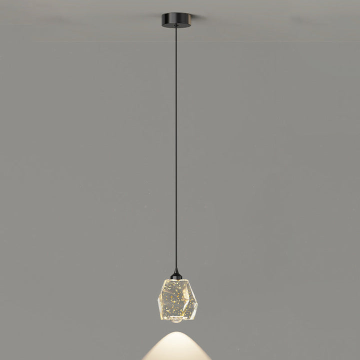 Lustre LED contemporain de luxe avec cadre en cuivre plein et abat-jour en résine avec feuille d&