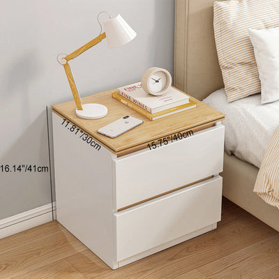 Mesita de noche rectangular minimalista moderna con panel de densidad de 2/3 cajones para el dormitorio 