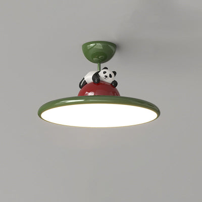 Zeitgenössische kreative Cartoon Panda Elefant Eisen Acryl LED Semi-Flush Mount Deckenleuchte für Schlafzimmer 