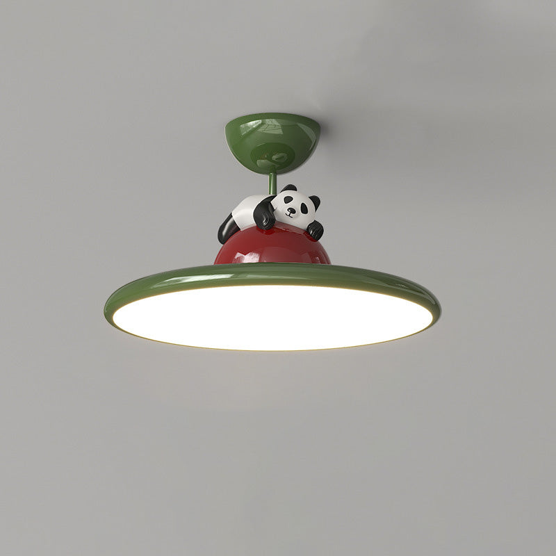 Zeitgenössische kreative Cartoon Panda Elefant Eisen Acryl LED Semi-Flush Mount Deckenleuchte für Schlafzimmer 