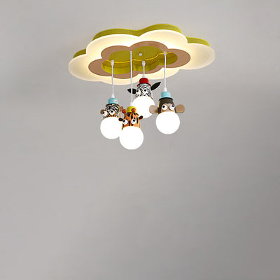 Modern Art Deco Cartoon Clouds Glass Iron LED Flush Mount Ceiling Light For Living Room