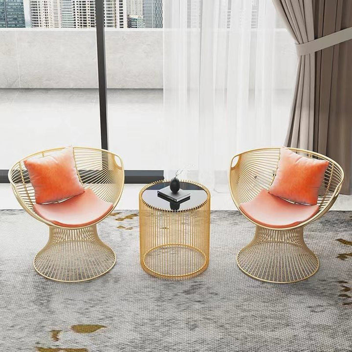 Modern Luxury Oval Curved Upholstered Iron Velvet Chair For Living Room