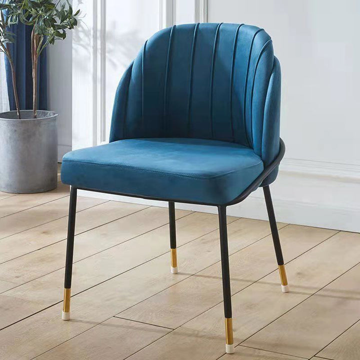 Contemporary Nordic PU Leather Fabric Iron Sponge Square Wraparound Dining Chair Backrest For Living Room