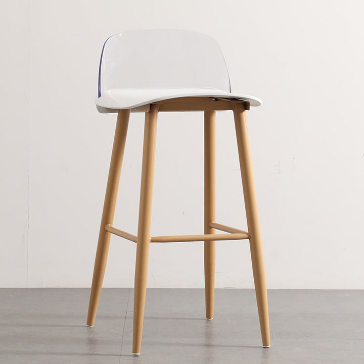 Moderner minimalistischer rechteckiger Barhocker aus PC und Eisen mit Rückenlehne für das Esszimmer 