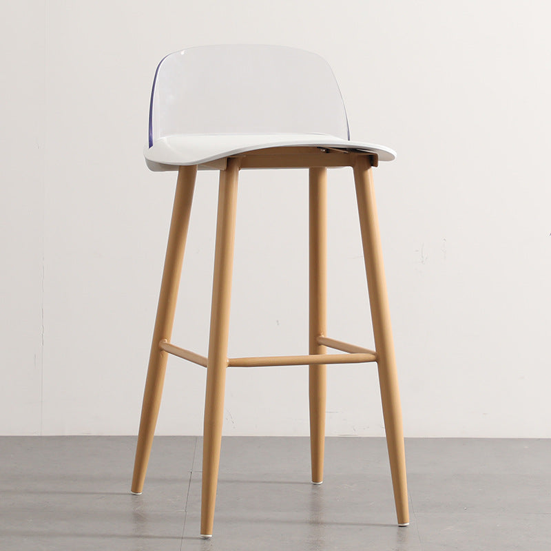 Moderner minimalistischer rechteckiger Barhocker aus Kohlenstoffstahl mit Kunststofflehne für das Esszimmer 