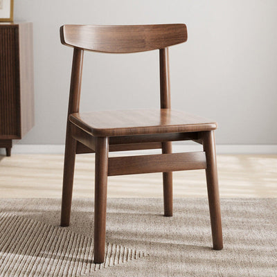 Silla de Comedor Tapizada en Cuero Nappa de Doble Capa Cuadrada Retro Contemporánea con Respaldo Abierto Sin Brazos para Comedor 
