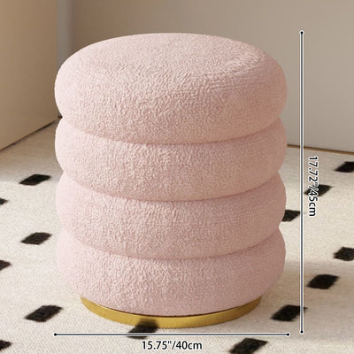 Tabouret de coiffeuse en métal et tissu en laine d'agneau moderne et minimaliste pour chambre 