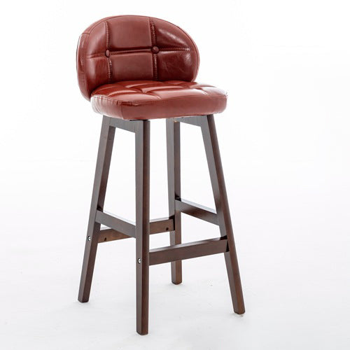 Moderner minimalistischer quadratischer Holz-Leder-Schaum-Barhocker mit vier Beinen und Rückenlehne für das Esszimmer 