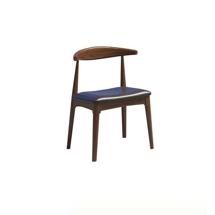 Silla de comedor con respaldo y reposabrazos en arco cuadrado de madera, cuero PU y esponja de simplicidad moderna para comedor 