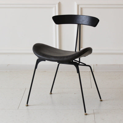 Chaise de salle à manger contemporaine en fourmi industrielle, bois, armature en cuir, tissu, éponge avec dossier pour salle à manger 