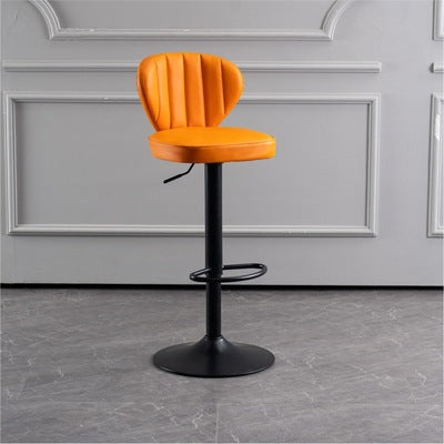 Tabouret de bar carré moderne minimaliste en cuir avec dossier et repose-pieds pour salle à manger 