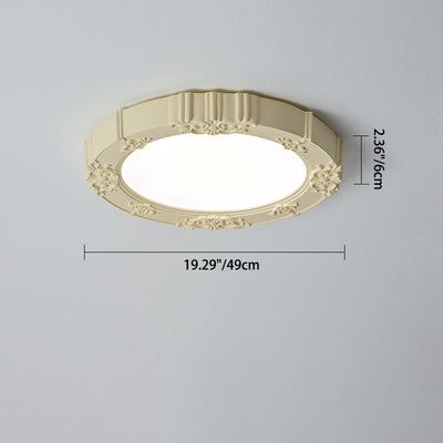 Moderne minimalistische runde gemusterte Eisen Harz Acryl LED Unterputz Deckenleuchte für Schlafzimmer 