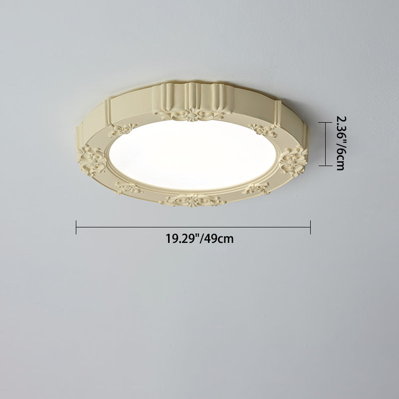 Moderne minimalistische runde gemusterte Eisen Harz Acryl LED Unterputz Deckenleuchte für Schlafzimmer 