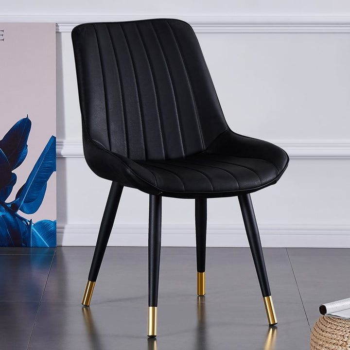 Chaise de salle à manger moderne de luxe carrée incurvée en similicuir avec dossier sans accoudoirs pour salle à manger 