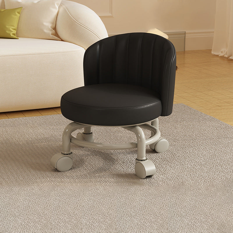 Modern Minimalist Removable Round Curved Corner Faux Leather Iron Chair Backrest Armless For Living Room