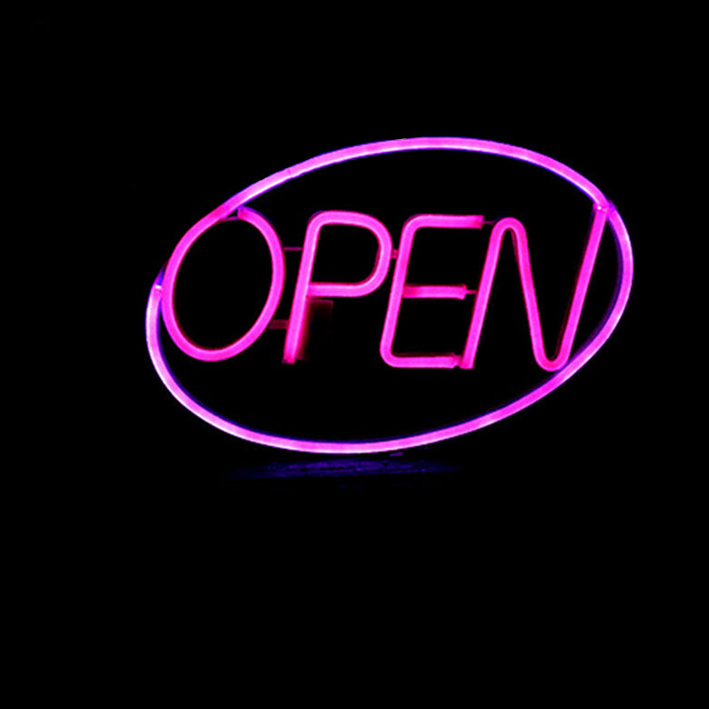 Modern Art Deco Waterproof PS OPEN LED Outdoor Hanging Neon Wall Sconce Lamp For Dining Room