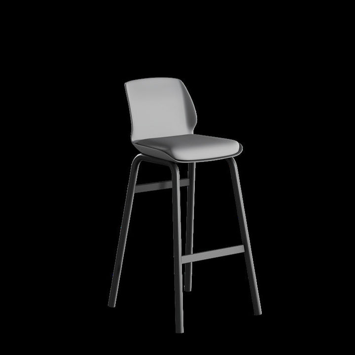 Zeitgenössischer nordischer quadratischer PU-Leder gepolsterter Eisen-Barhocker mit Kunststoff-Rückenlehne und Fußstütze für das Esszimmer 